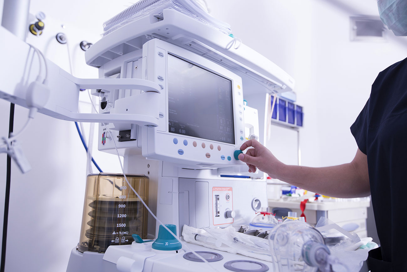 Anesthesia monitoring equipment in an OR Anesthesia monitoring equipment in an OR